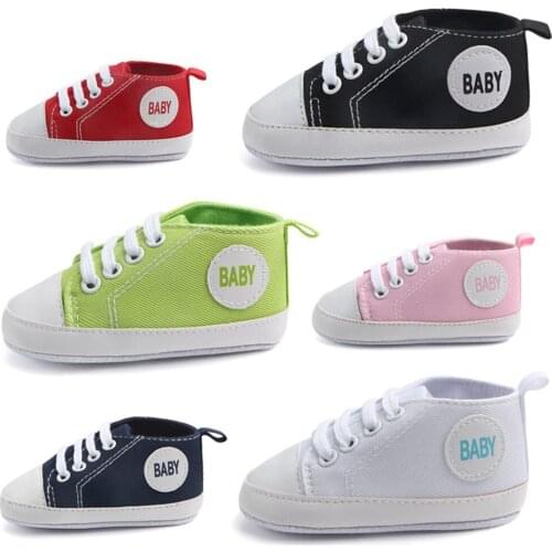 Newborn Baby Canvas Shoes 2020 Infant Tollder Soft Cole Crib First Walkers Lace-up Baby Girls Anti-slip Sneaker Prewalker 0-18M