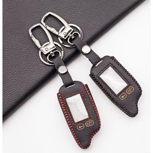 Tomahawk TZ9010 LCD Remote Controller Leather Keychain Key Chain Fob Case for Vehicle Security 2-Way TZ-9010 Car Alarm System