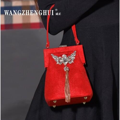 Womens Bag Ladies Mini Retro Solid Color Bag Crystal Evening Clutch Purse Fashionable handbag