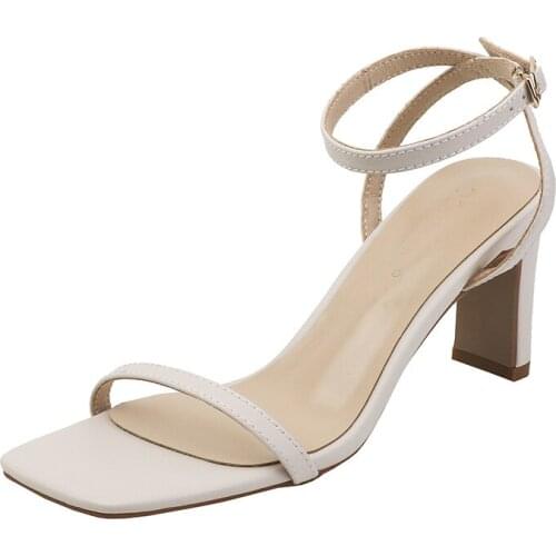 2021 Women Sandals Square Heel Shoes Women Ins Blogger Indie Folk Vintage Sheep Leather Sandals Women Shoes Woman Women Shoes