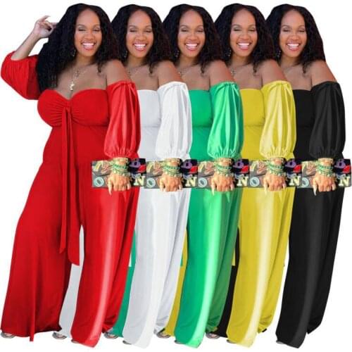 Echoine Off Shoulder Slash Sexy Jumpsuit Plus Size Wide Leg Rompers Elegant Sexy Long Sleeve Overalls Ladies Party Outfits