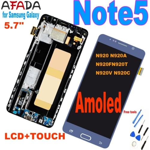 5.7'' Lcd for Samsung Galaxy Note 5 Note5 N920 N920A N920F N920T N920V N920C LCD Display Touch Screen Digitizer Assembly Frame