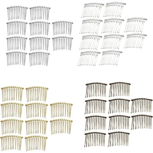 10x Metal Plain 12 Teeth Hair Combs Pin Slide Side Comb Headpiece for DIY Women Hair Accessories Bridal Veil Fascinator