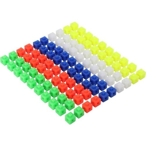 100Pcs Linking Snap Math Counting Blocks Cubes Manipulative Math, 5 Colors