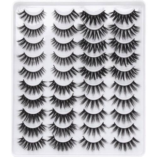 20 Pairs Natural 3D Faux Mink False Eyelashes Fluffy Lashes Extension Beauty Makeup Handmade Cruelty-free Eyelash