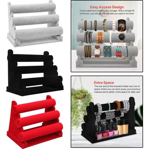 3 Tiers Bracelet Holder Velvet Jewelry Organizer Stand and Display Detachable Bracelet Display Stand Jewelry Watch Organization