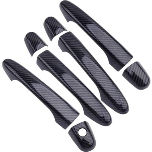 8pcs/Kit Carbon Fiber Style Black Car Door Handle Cover Trim NO Smart Keyhole ABS fit for Honda CRV Civic 2012 2013 2014 2015