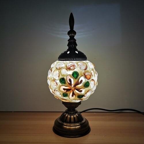 WOERFU Shell Lampshade Table Lamp Turkish Style Bedroom Study Romantic Style Decoration Table Lamp