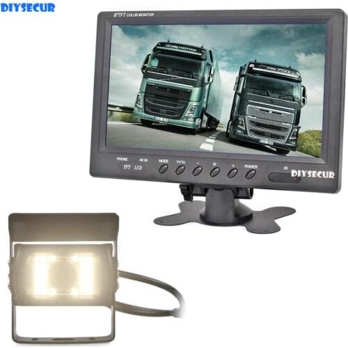 DIYSECUR 9" 4-PIN Car Monitor Rear View Monitor Waterproof LED CCD Car Camera for Bus Horse Trailer Motorhome