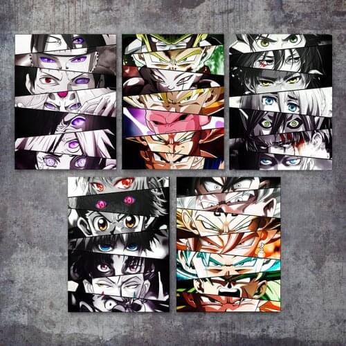 Bandai Japanese Anime Characters Eyes Poster Naruto Dragon Ball One Piece Canvas Painting Wall Prints for Children Room Decor