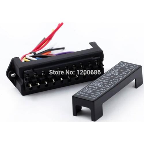 10 Way Blade Fuse Circuit Box DC 12v 24v 32V Circuit Car Trailer Auto Fuse Box Block Holder ATC ATO 2-input 10-ouput Wire