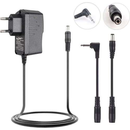 EU Plug 9V Electric Guitar Effect Pedal Power Supply Adapter with Reverse Polarity Lead with 3.5 mm Positive Tip Converter Cable