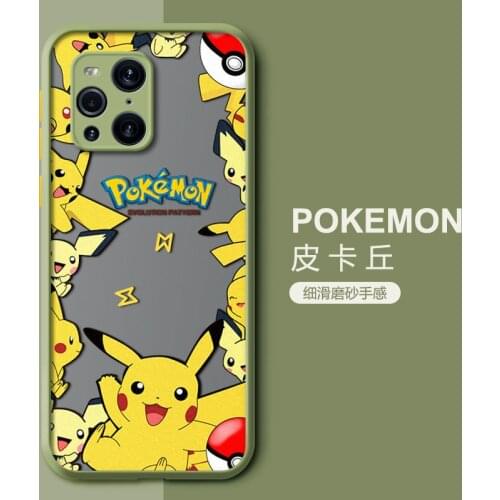 Pokemon Pikachu Phone Case for OPPO Find x3/Find x3pro Cute Cartoon Anti-fall Silicone Jenny Turtle Matte Transparent Back Cover