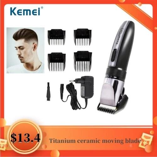 Kemei Electric Hair Clipper Titanium Barber Rechargeable Beard Trimer Cleaning Low Noise Shaver Cutting Mens Shaving Machine