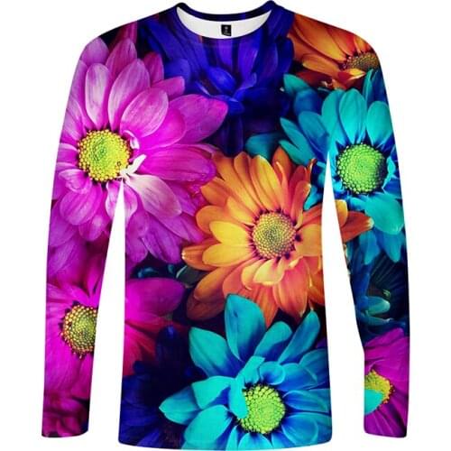 Colorful Flower Fashion 3d T Shirts Costume Men Women T-shirt Long Sleeve O-neck 3D T-shirts Tee Shirt Harajuku Sweatshirts Tops
