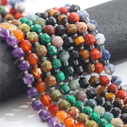 8/10mm Faceted Gemstone Beads Turquoise Amethyst Quartz Tiger Eye Natural Stone Beads For Jewelry Making DIY Earrings Bracelet