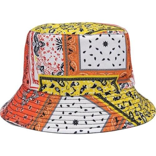 LDSLYJR Cotton Patchwork Print Bucket Hat Fisherman Hat Outdoor Travel Hat Sun Cap Hats for Men and Women 393
