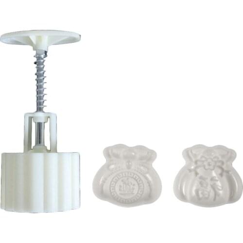 K3NA 50g Moon Cake Mold 2 Lucky Bag Stamps Barrel Mooncake Hand Pressure Pastry Mould