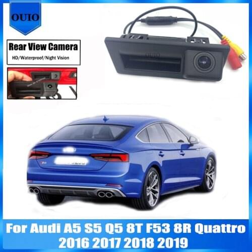 HD rear camera For Audi A5 S5 Q5 8T F53 8R Quattro MIB 2015 2016 2017 2018 2019 Trunk Handle Backup Parking Reversing Camera