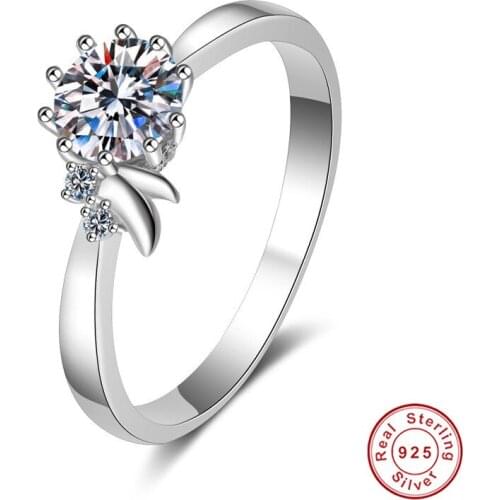 Silver Excellent Cut 0.5 Carat Diamond Test Passed D Color High Clarity Moissanite Bowknot Ring Silver 925 Jewelry Women Wedding