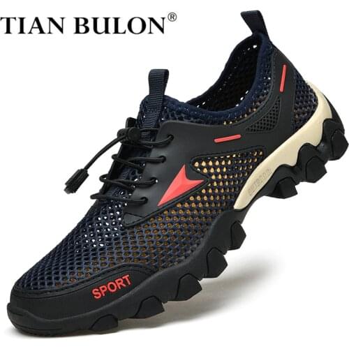 Summer Men Casual Sneakers Breathable Mesh Sandals Mens Soft Loafers Wading Shoes Non-Slip Men Outdoor Hiking Shoes Beach Shoes