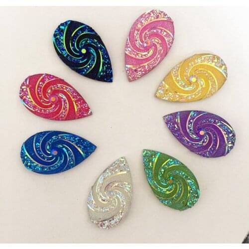 Hot DIY 100PCS 16mm*27mm AB resin droplet shape resin rhinestone wedding decoration 2 hole resin drill - B33*10