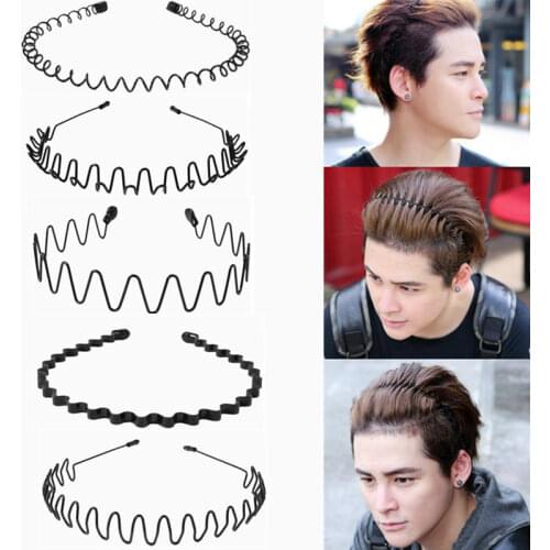 Fashion Black Metal Wave Style Alice Sports Headband Solid Men Women Unisex Hair Band Casual Adult Headwear 5 Styles