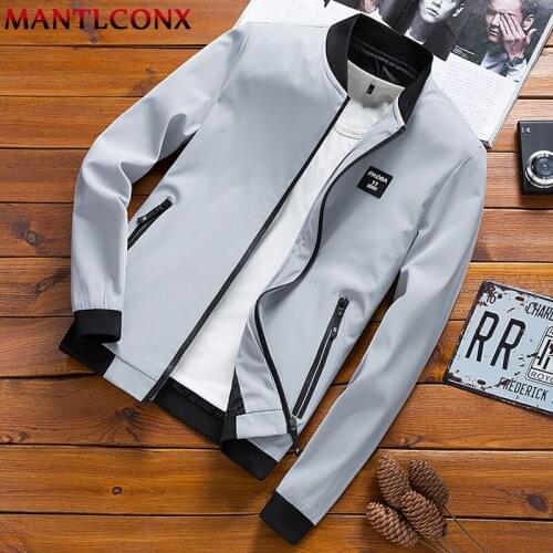 MANTLCONX New Mens Autumn Jackets Casual Coats Solid Color Mens Fashion Brand Jacket Male Stand Collar Bomber Jacket Men Autumn