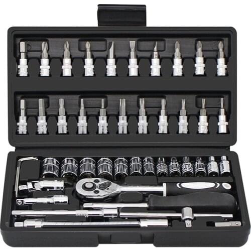 Socket Set 46-piece Set Xiaofei Fast Ratchet Casing Wrench Repair Screwdriver Combination Toolbox