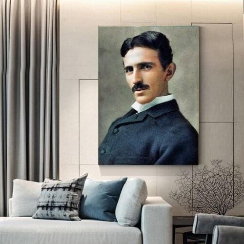 Nicholas Tesla Poster and Prints Figure Portrait Wall Art Canvas Painting Modern Home Decorative Pictures for Living Room