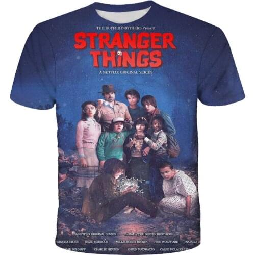 2021 New Stranger Things Printed Fashion Mens T shirt, Funny Casual Boys O-neck Top Tees, Trendy Street Loose Big Size Clothes