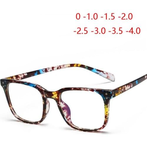 Rice Nail TR90 Women Men Finished Myopia Glasses 1.56 Aspherical Lens Vintage Square Prescription Eyeglasses 0 -0.5 -0.75 T -6.0