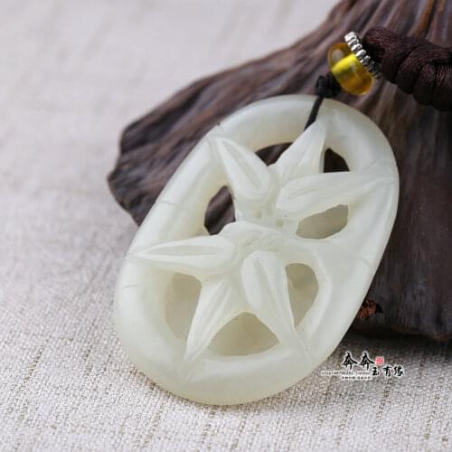 Natural white jade pendant hollow handcarved jadeite jade bamboo men women penants necklaces jade jewelry jade necklace