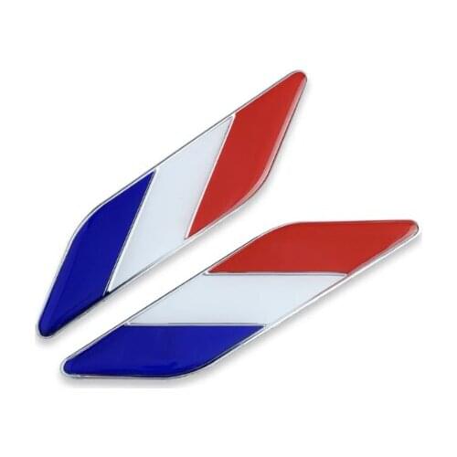 Pair French Flag Auto Fender Side Emblem Skirts Badge Decal Sticker Car Accessories