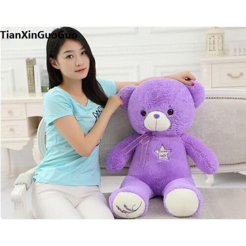 About 60cm purple teddy Bear plush toy flower bear doll soft throw pillow Christmas gift b0805