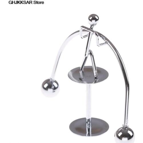 Stainless Steel Craft Perpetual Balance Art Education Kinetic Motion Toy Figurines Home Decor Weightlifter Mold Desk Decor