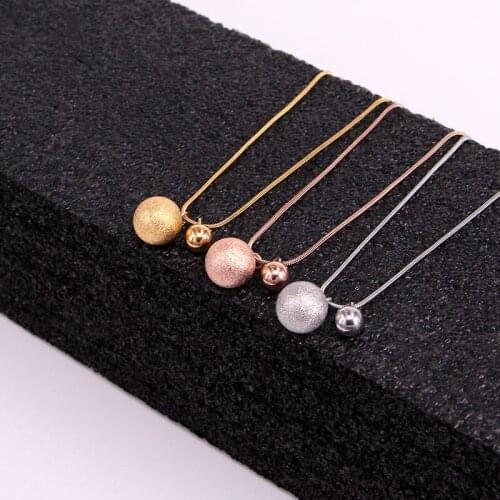 Stainless Steel Bead Pendants Necklace Couple Romantic Snake Chain Double Ball Necklaces Women Wedding Jewelry Xmas Gift