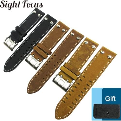 22mm Watch Band for Hamilton Zenith IWC Strap Crazy Horse Calf Leather Belt Watch Bracelet Montre Cuir Correa Reloj Horlogeband