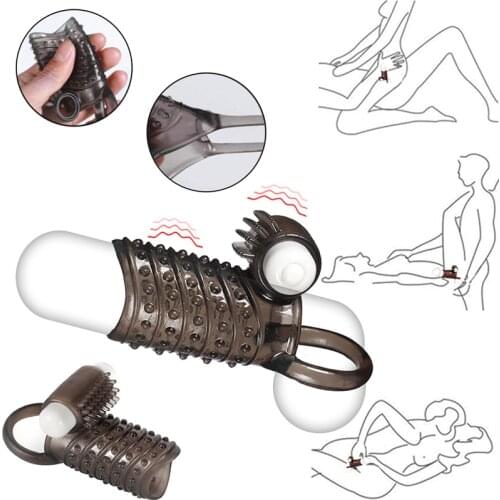 Sex Shop Vibrating Delay Ejaculation Penis Sleeve Chastity Cage Device Vibrators Sex Adult Toys For Men Women Adult Sex Products