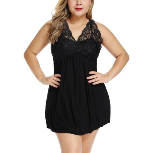 Sexy Plus Size Chemise Lace Lounge Sleepwear Dress Nightgown