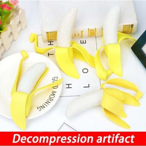 Sensory Fidget Trick Toy Pinch Banana with Realistic Peel Interactive Prank Toy Squeeze Ball Stress Relief Toy Pinch Toy