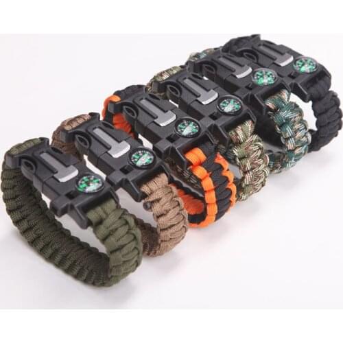 Mix Colors 6pcs a lot Parachute Cord Emergency Paracord Camping Safety Survival Bracelet With Whistle Buckle 7 strands paracord