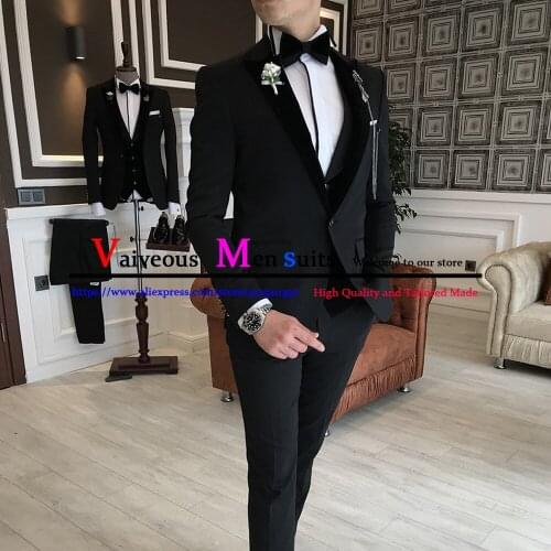 Wedding Suit for Men 2021 Lapel Costume Homme Groomsmen Suits Tuxedos Terno Masculino Party Prom Blazer 3 Pcs (Jacket+Pant+Vest)