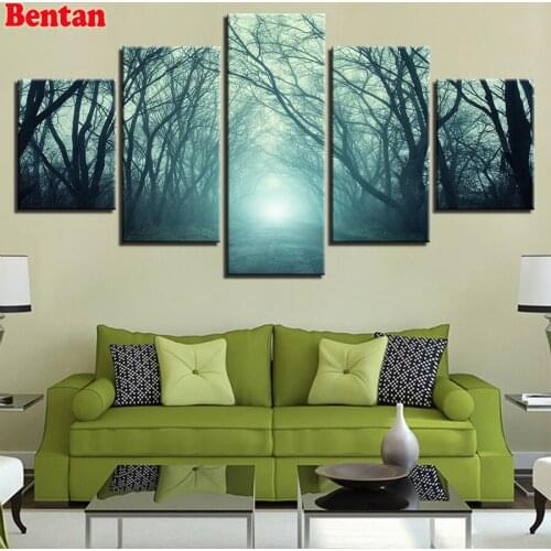 Mysterious Forest DIY diamond painting cross stitch full mosaic diamond embroidery square round 5D handmade gift 5 pcs sets