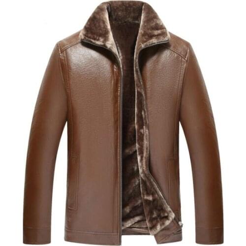 Warm motorcycle leather jacket men Plus velvet thicken clothes mens leather jackets short coats biker black brown b403