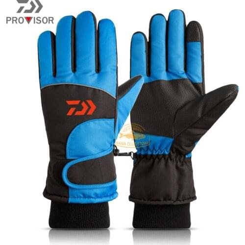DAIWA Fishing Warm Gloves Winter Outdoor Ski Waterproof Gloves Fleece Thickened Windbreak Cycling Gloves Snow Proof Warm Gloves