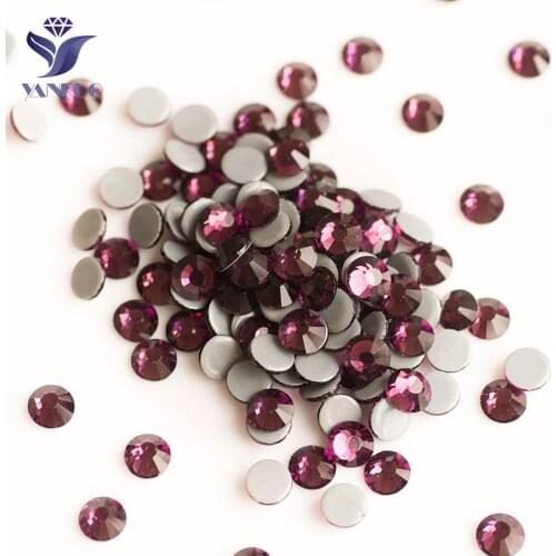 YANRUO 2058HF Amethyst Hot Fix Rhinestones Iron On Dress Crystal Glass Stones Decoration For Shoes Garment