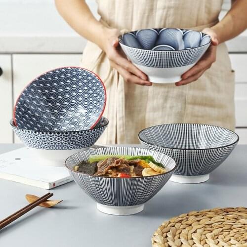 7 inch Japanese noodles bowl hand paint Geometry salad bowls pasta bowls cereal bowls