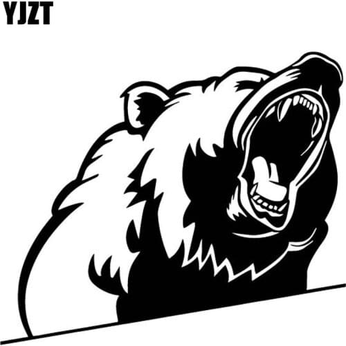 YJZT 16.7CM*14.2CM Roaring Brown Bear Car Trunk Decor Car Sticker Vinyl Decal Accessories Black/Silver C4-1374
