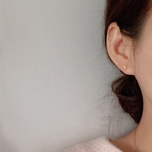 Sweet Glitter Flowers Cubic Zirconia 925 Sterling Silver Stud Earrings For Women Korean Chrysanthemum Jewelry Bling Gift